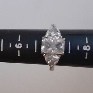 Lab Created Triple Diamond Ring Sterling Silver Size 7